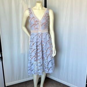 Eleanor Lavendar Lace Overlay Midi Dress